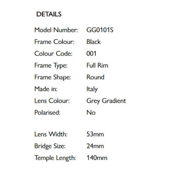 Gucci GG0101S 001 53mm Round Sunglasses Matte Black Gradient Lens NWT $465 - Picture 15 of 15